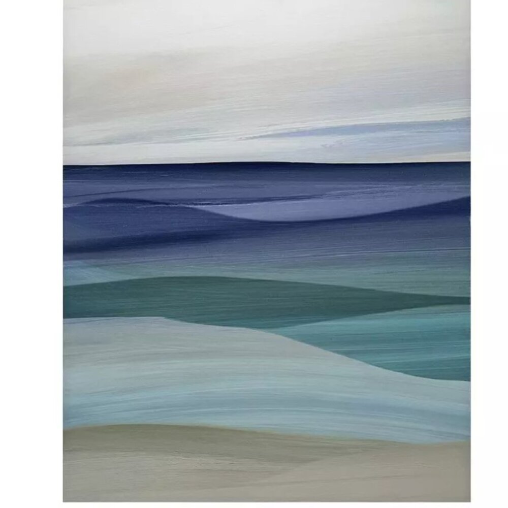 Multi-Blue Ocean Abstract 2-Piece Art Canvas Set, (16" x 20")